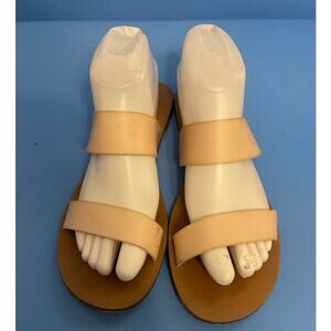 J Crew Leather Slip On Sandals size 8 Beige Slide On